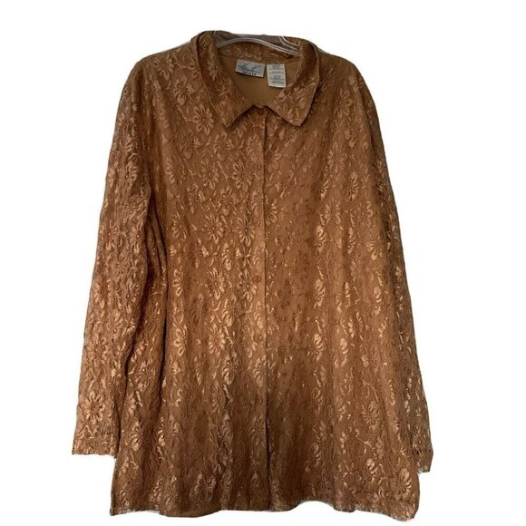 Vintage Kathie Lee Women Button front Lace long sleeve Size 22/24 - Picture 1 of 4